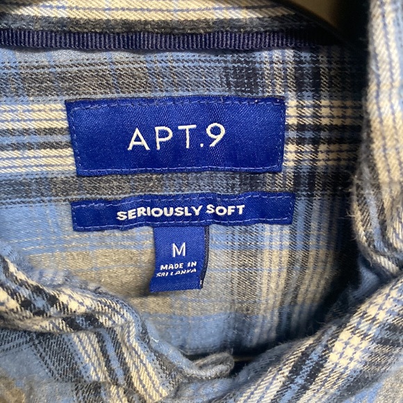 Apt. 9 ‘Seriously Soft’ Blue Checker Button-Down Flannel Shirt - Picture 2 of 2